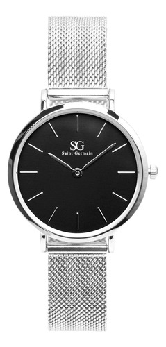 Relógio Saint Germain Harlem Black Silver 32mm Cor da correia Prateado Cor do fundo Preto