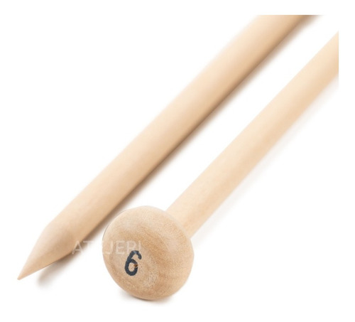 Imagen 3 de 4 de Agujas Tejer De Madera Tricot N° 6mm X 6 Pares