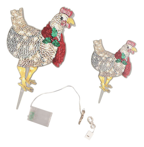 Adornos Navideños De Pollo, 2 Piezas, Bufanda Iluminada, Acr