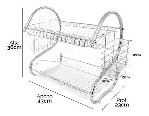 Secaplatos Escurridor 2 Pisos Aluminio Inoxidable Bandeja