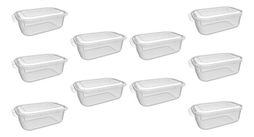 Kit 15 Potes Retangular Pequeno 1,5 Litros Cor Natural