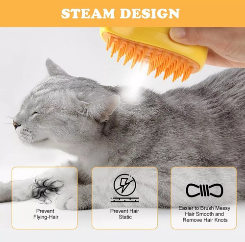Pente Escova Massagem Com Spray Elétrico Recarga Usb P Pets