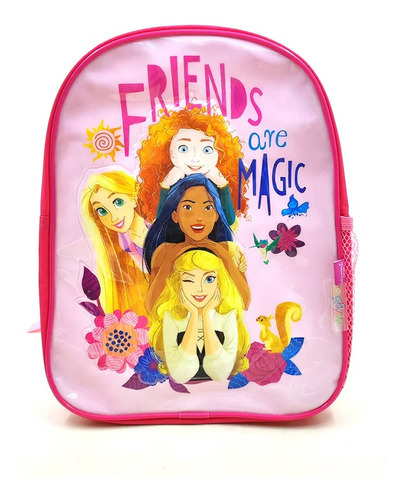 Mochila Disney Princesas Jardín 12 Pulgadas Carrito Wabro Color Rosa