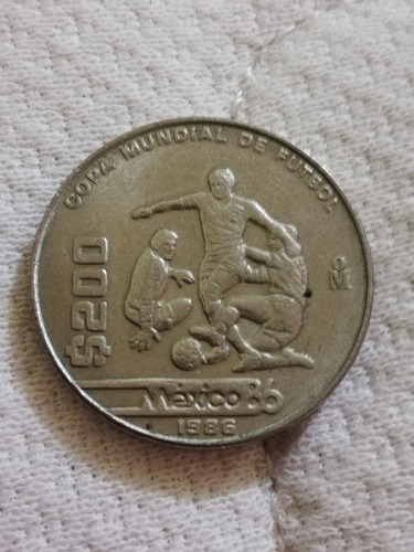 Imagen 1 de 2 de Moneda 200 Pesos, México 1986, Copa Del Mundo