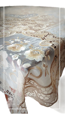 Mantel Fino Güipiur Y Organza 8 Sillas