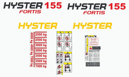 Kit Adesivo Empilhadeira Hyster 155 Completo + Etiquetas 