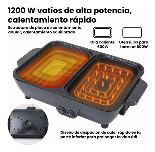 . 2 En 1 Sartén Eléctrico Antiadherente 1200w Portatil Hogar