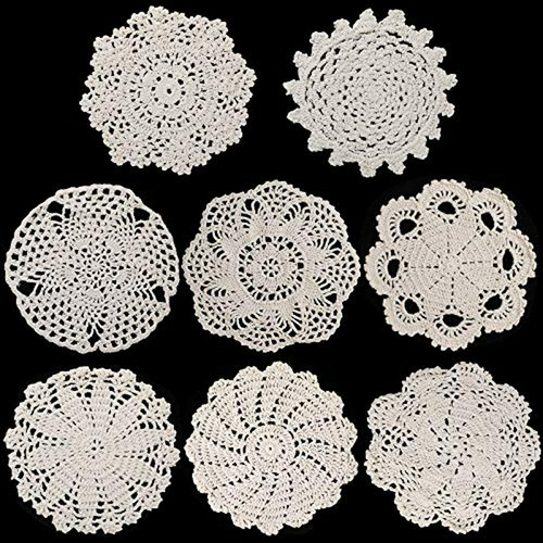 8 Piezas De 6 A 8 Pulgadas Tapetes De Encaje Crochet Hechos 