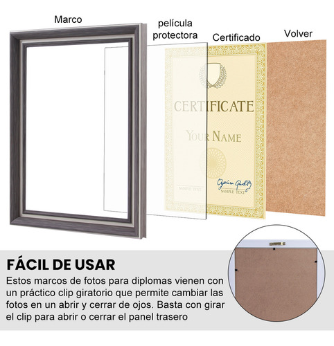 Nuhexry 10pzs Marcos Para Diplomas A4 Con Doble Gancho | Colgador Horizontal/vertical | Molduras De Madera Sólida Para Cuadros Decorativos | Certificados, Fotos Y Recuerdos(gris Pardo)