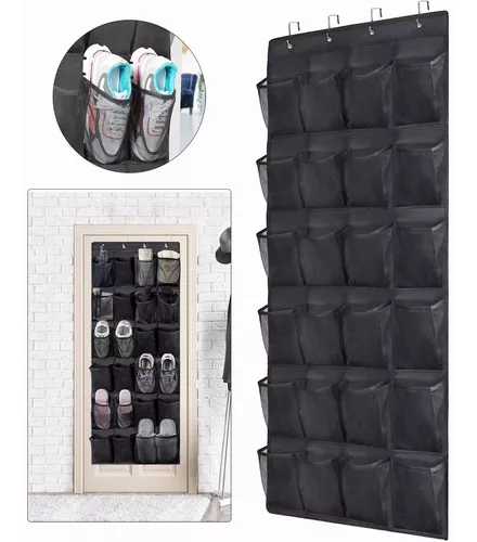 Zapatera Para Puerta De 24 Compartimentos Negro Colgante