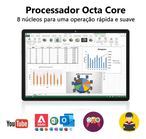 Tablet Acrensly Android 14 12+128gb Rom 6000mah 10.1'' Octa-core Pad Tablet Pab Android 14 10.1 12+128gb Ram Cinza Wifi 5g Pad Tablet Android 10.1, Tablet 2 Em 1 De 10,1 Polegadas, Tablet