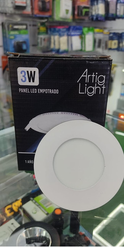 Panel Led Marca Artig Light Redondo Empotrar 3w 6500k Blanca