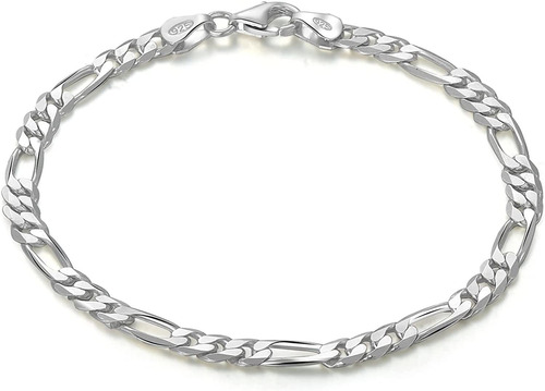 Boruo Pulsera De Plata De Ley Con Dije De Cadena Figaro De C