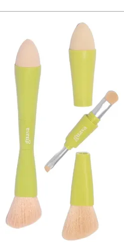 Pincel Multifuncional Portatil 4 Em 1 Essencial Guava Esponjinha Blush Sombra Sobrancelha Delineado