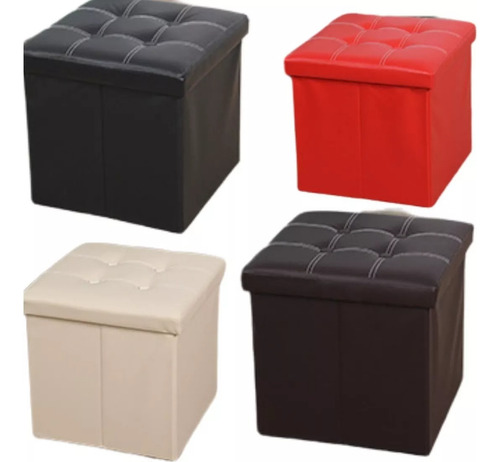 Baul Puff Plegable 38cm Asiento Ecocuero