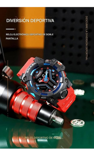 Reloj Deportivo Rojo Cronógrafo Doble Pantalla Resistente Go (Usado)