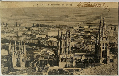 Antigua Postal, Año 1908, Panorámica, Burgos, España, 4p033