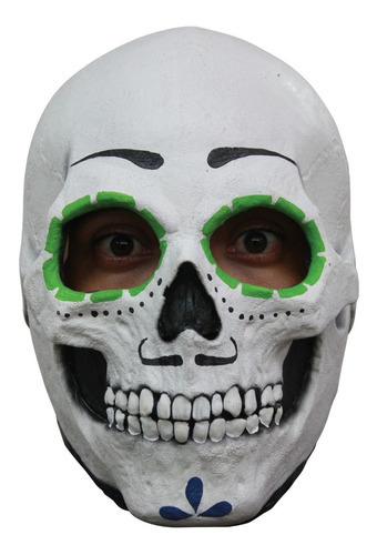 Máscara De Látex Catrin Calavera Clásica Día De Muertos Color Verde