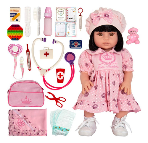 Boneca Bebe Infantil Barbie Reborn 52cm Realista Pano Grande