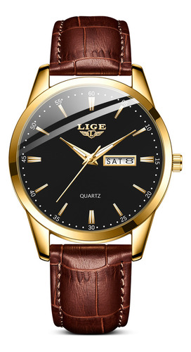 Reloj Cronógrafo Lige LG8970 De Cuero Casual Para Hombre