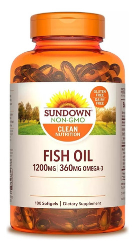 Sundown Fish Oil 1200mg Y 360mg Omega 3 X 100 Softgels Usa