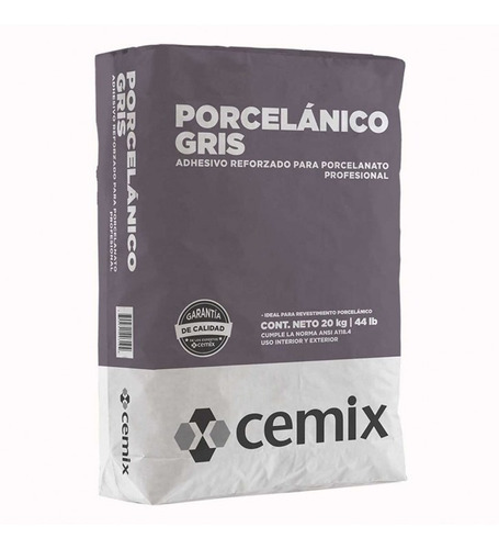 Adhesivo Porcelánico Gris Para Cerámica 20 Kilogramos Cemix