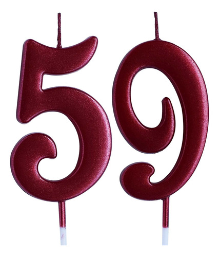 Vela Cumpleaño Numero 59 Color Rojo Para Decoracion Fiesta