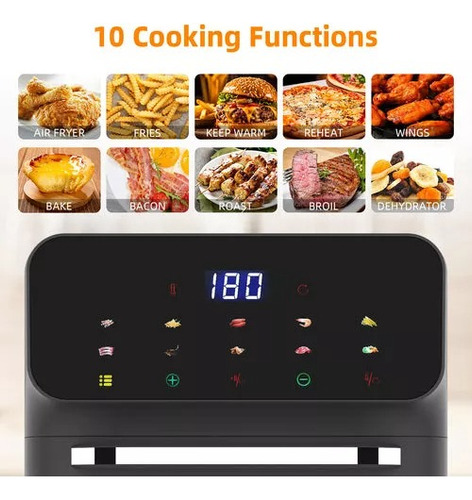 Freidora De Aire Digital Multifuncional Air Fryer 10l,negro