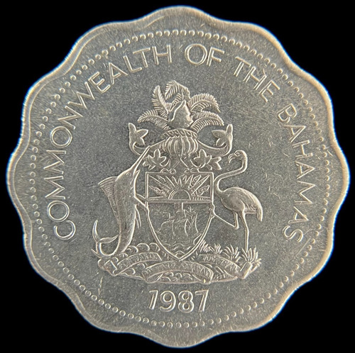 Bahamas, 10 Cents, 1987. Casi Sin Circular