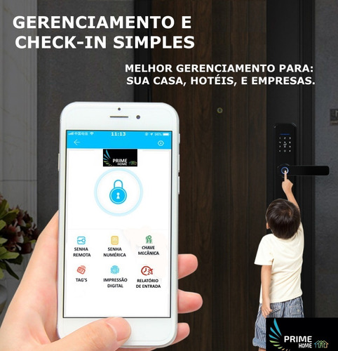 Imagem 3 de 7 de Fechadura Digital Eletronica Biometrica Primebras Wi-fi Rio