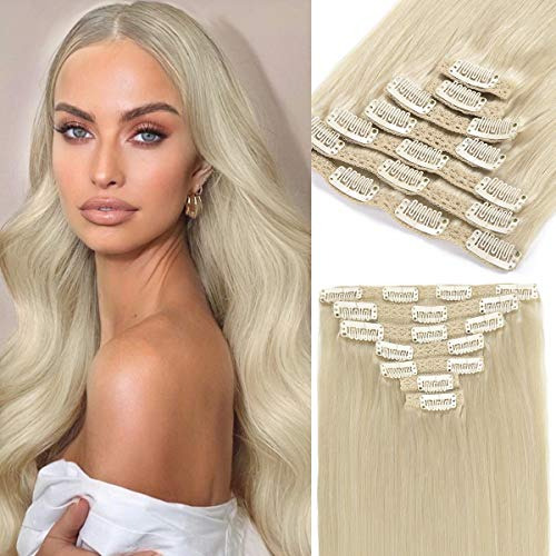 Loxxy 16 Pulgadas Platino Rubia Pelo Extensiones Clip Jx4ms