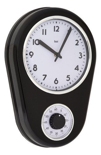 Bai Reloj Pared Temporizador Cocina Retro Color Negro