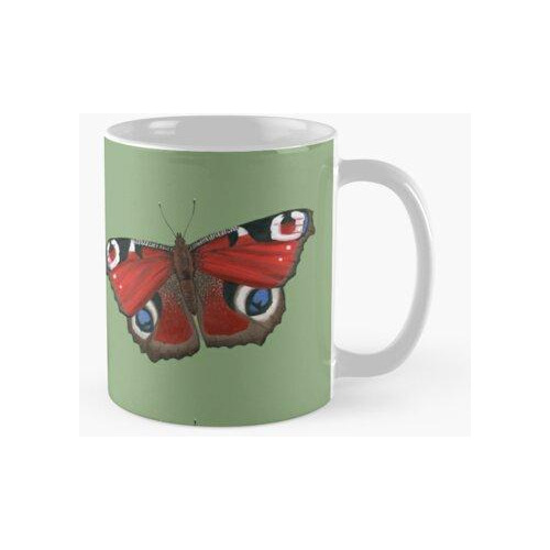 Taza Mariposa Pavo Real Historia Natural Ilustración Pintura