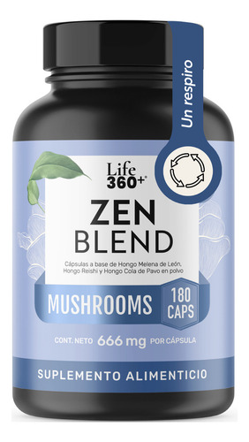 Zen Blend Life 360+ 180 Cápsulas Reishi Cola De Pavo