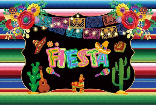 Telón De Fondo Con Tema De Fiesta Mexicana, Tela De Po...