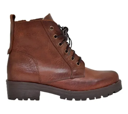 Borcegos Marron Bota Mujer Gravagna Cuero Ca a Baja