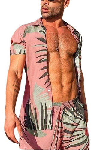 Conjunto De Hombre Con Estampado Premium De Ropa De Playa