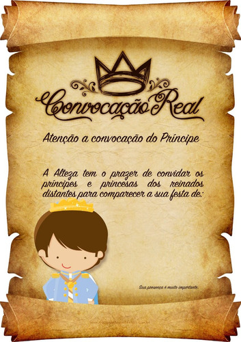 Imagem 5 de 10 de Convite Aniversário Infantil Pergaminho Tema Princípe 50unid