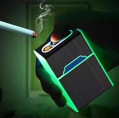 Cigarrera Con Encendedor Usb Brilla En La Obscuridad