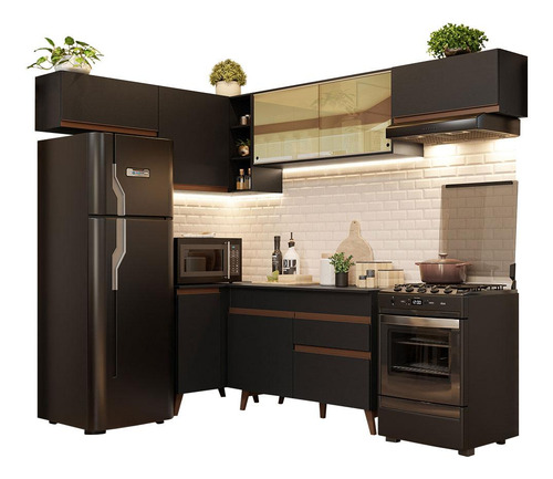 Madesa Cocina Integral Esquinero 402cm Reims Negro 04
