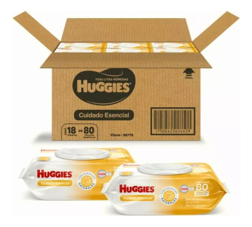 Toallitas Húmedas Huggies Cuidado Esencial Pack X18 De 80c/u