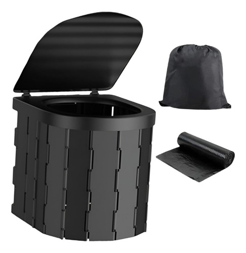 Inodoro Portátil Con Tapa, Inodoro Plegable Para Negro