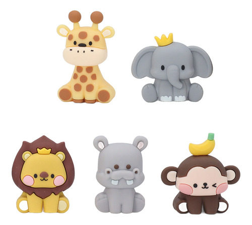 Decoración Para Tartas Con Animales De La Jungla, 5 Unidades