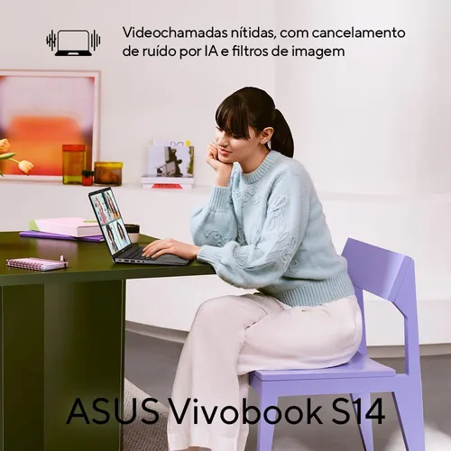 Notebook Asus Vivobook S14 S3407ca Intel Core Ultra 5 225h 16gb Ram 512gb Ssd Windows 11 Tela 14  Led Fhd Silver - Ly113w
