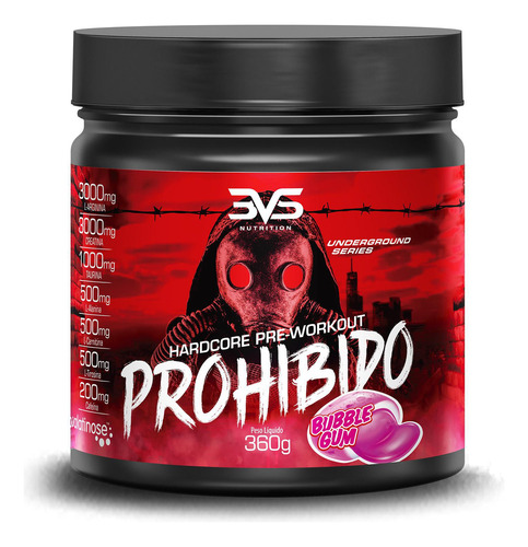 Prohibido 3vs - Pré Treino Energético - 6 Sabores - 400g