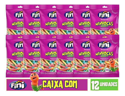 Bala Fini Gelatina Minhoca Cítrica 90g Embalagem Com 12 Unid