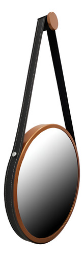 Espelho Redondo Adnet Premium Com Alça 60cm + Suporte Moldura Cobre Alça Preta