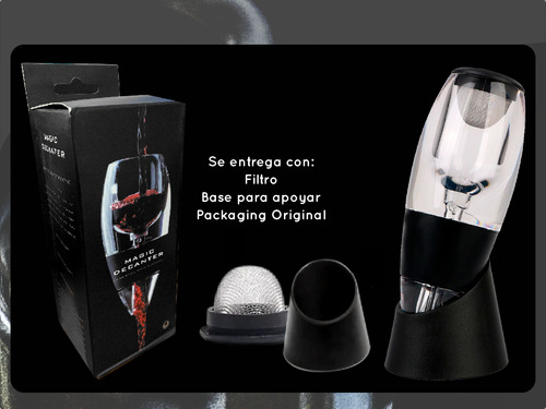 Combo Aireador Vino + Sacacorcho A Pilas Bomba Cortador