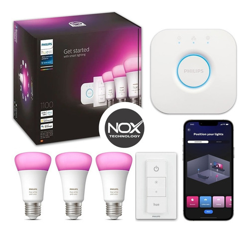Imagen 2 de 10 de Kit De Inicio Philips Hue White Color Ambiance Luz Color