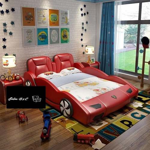 Base Carro Infantil Niño Recamara Lambo Individual B&c Rojo